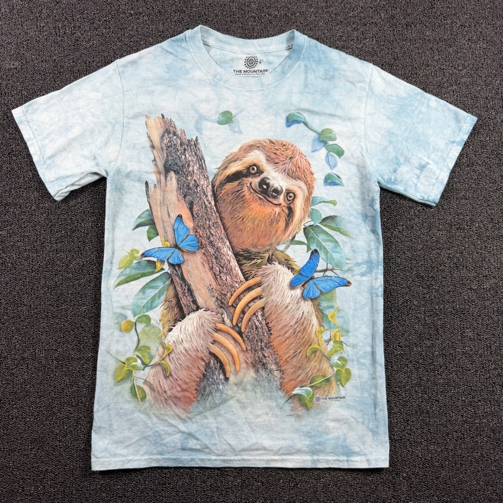 The Mountain Sloth Butterflies Tie Dye T-Shirt Men's S Blue Howard Robinson 2016